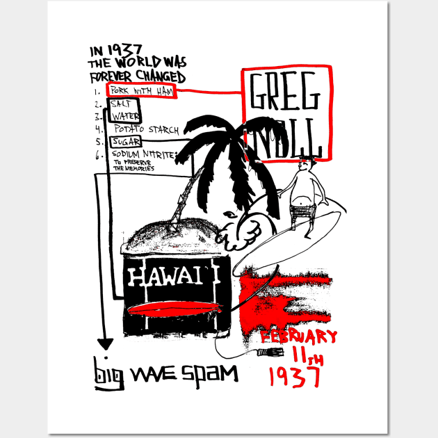 Big Wave Hawaii Doodle Black Wall Art by Mijumi Doodles